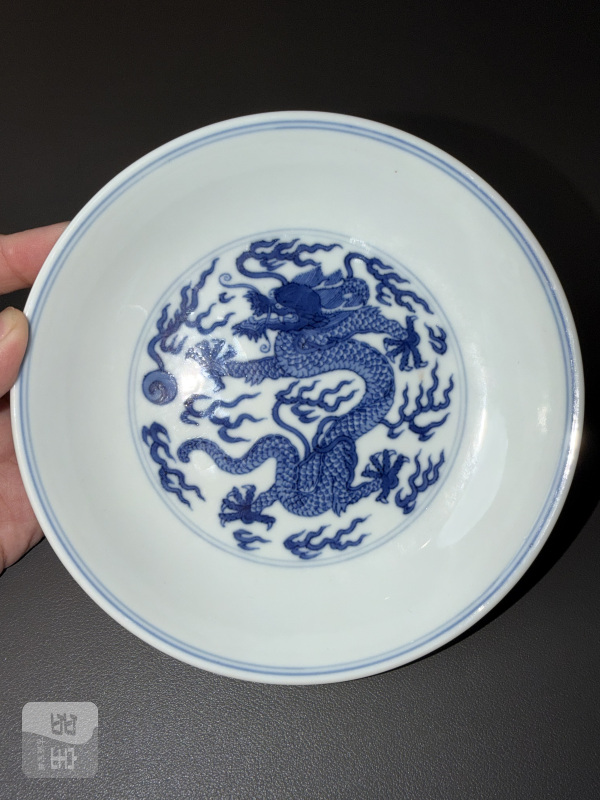清乾隆 青花云龙纹盘 - 图7
